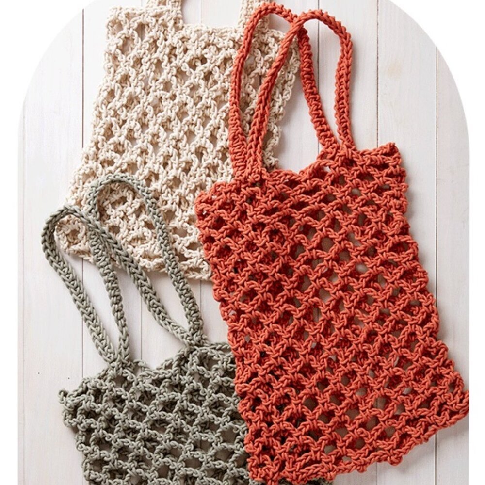 EUC MerSea Marrakesh Monterey Tote Net Bag Handwoven Cotton Red